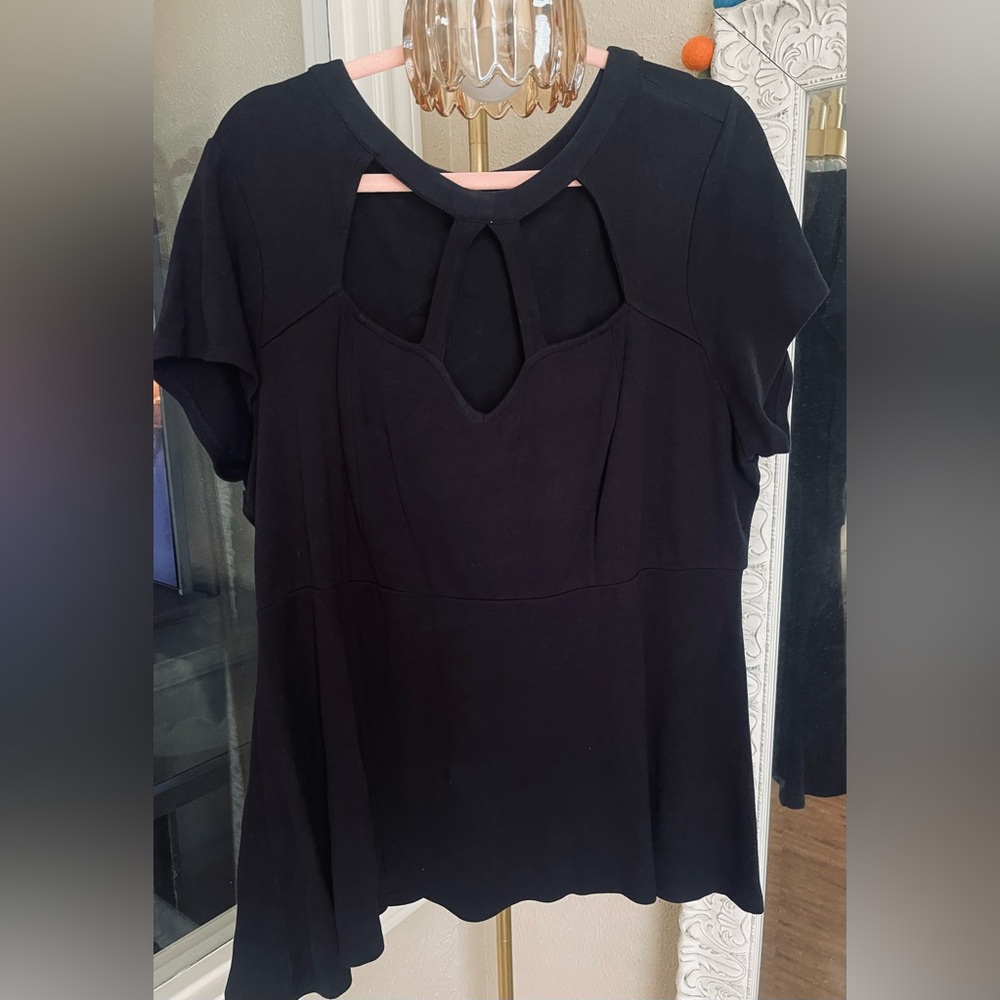 Torrid Black Cutout Peplum Top